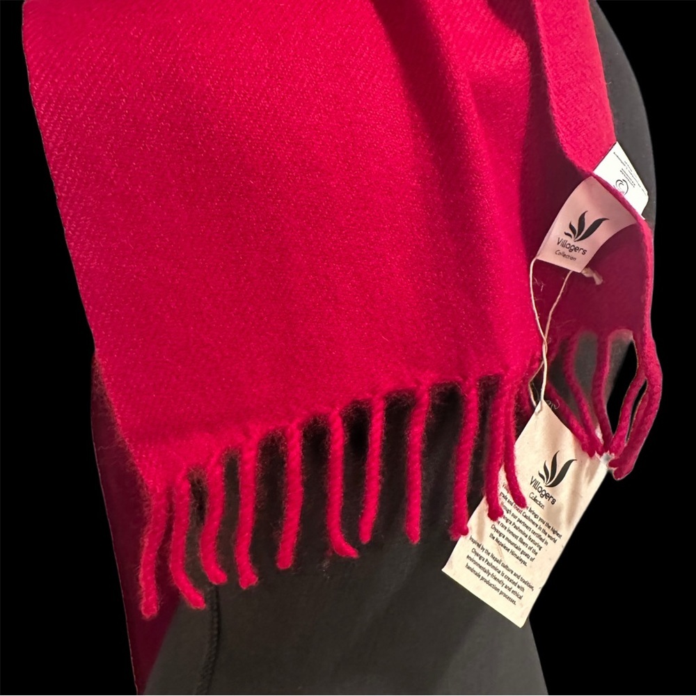 NWT Chyangra Pashmina 100% Pure 4-Ply Cashmere Scarf Handmade Nepal COA-PURE RED - Picture 7 of 17